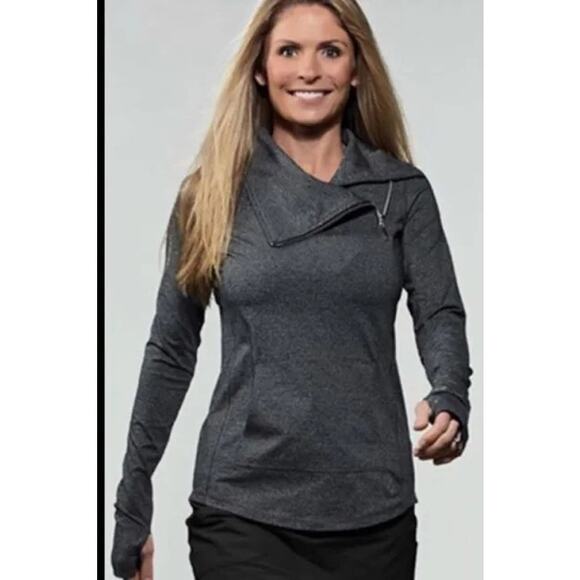 Jofit size S jumper jacket vivid blue side zip high neck EUC tennis active warm - Picture 5 of 8